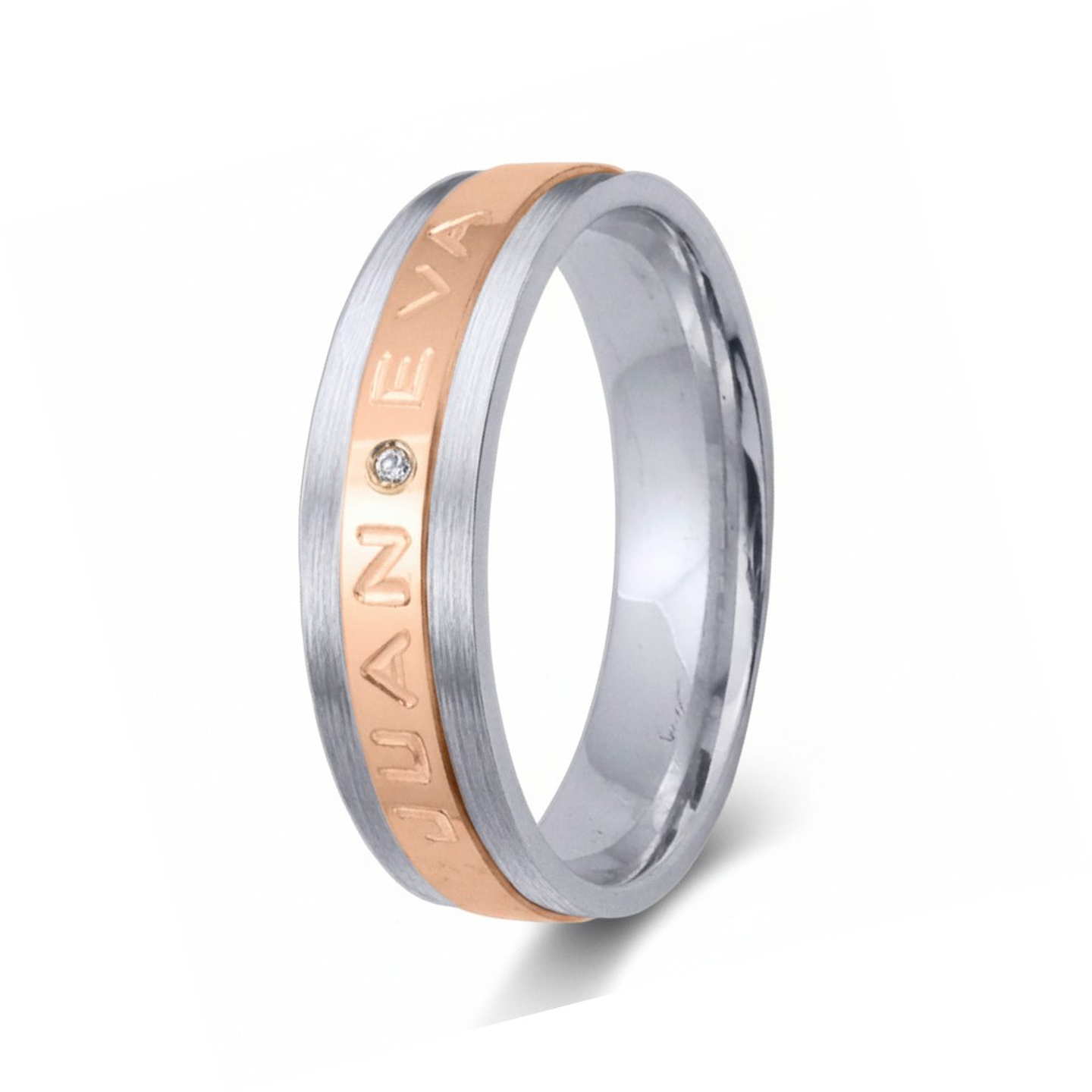 Alianza de oro 18k bicolor con nombre 15