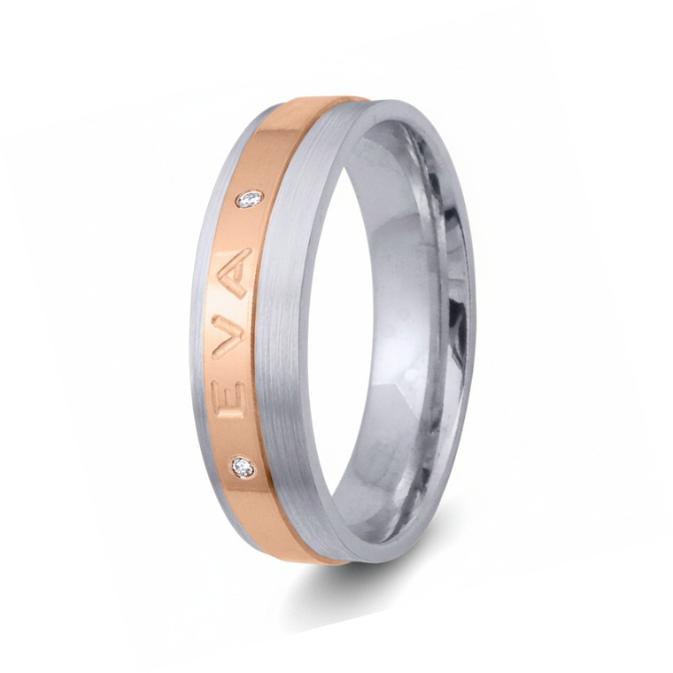 Alianza oro bicolor 18k nombre 2