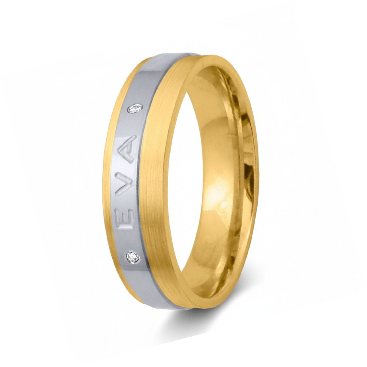 Alianza oro bicolor 18k nombre 16