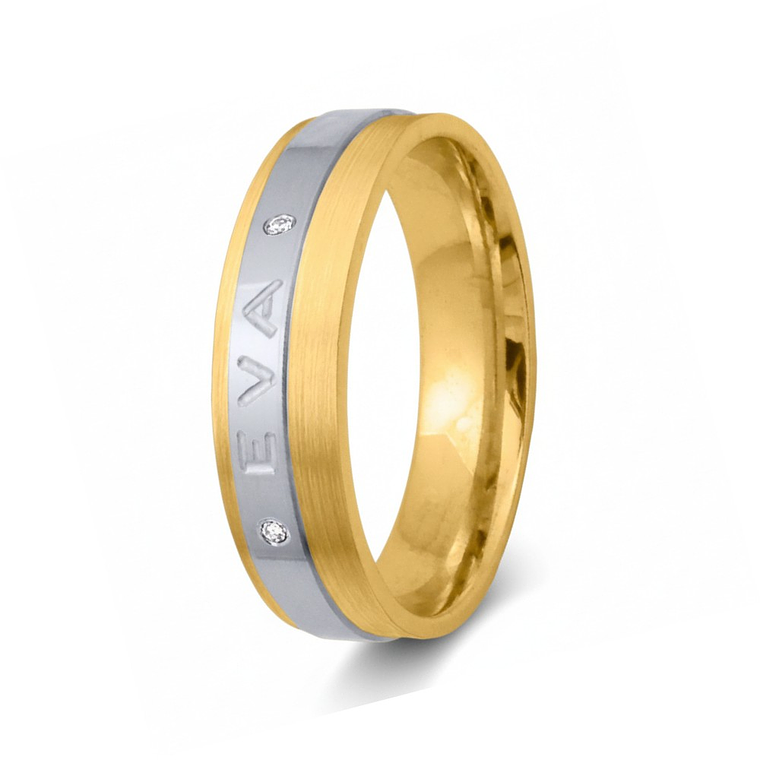 Alianza oro bicolor 18k nombre 6