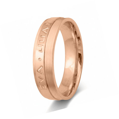 Alianza de oro rosa 18k con nombres