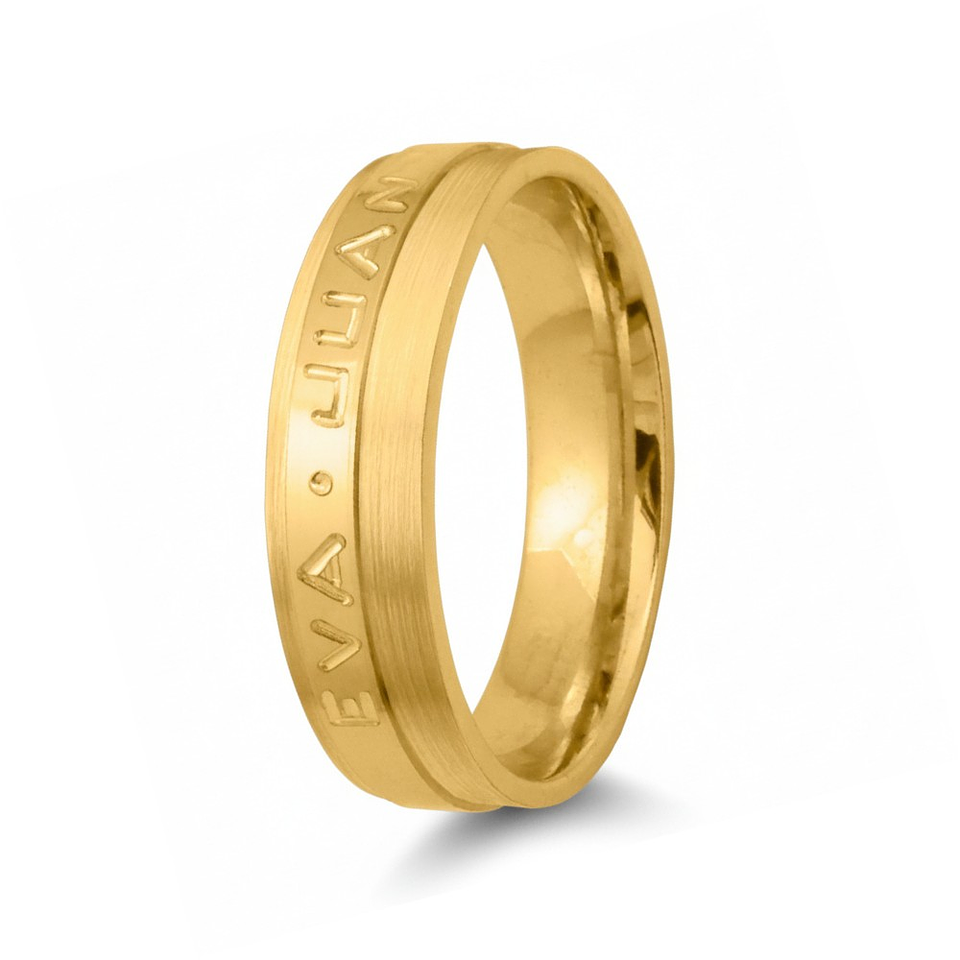 Alianza de oro rosa 18k con nombres 9