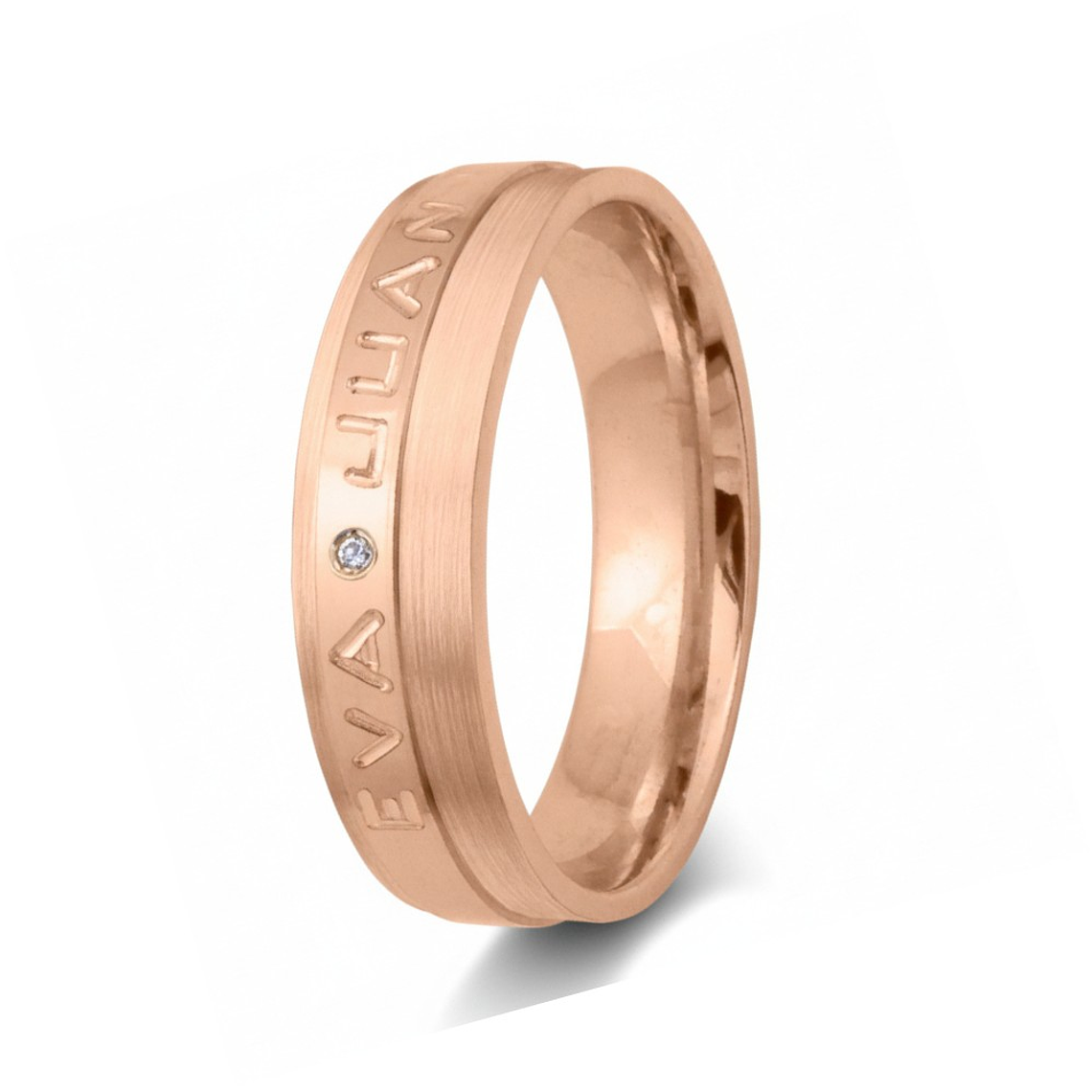 Alianza de oro rosa 18k con nombres 4