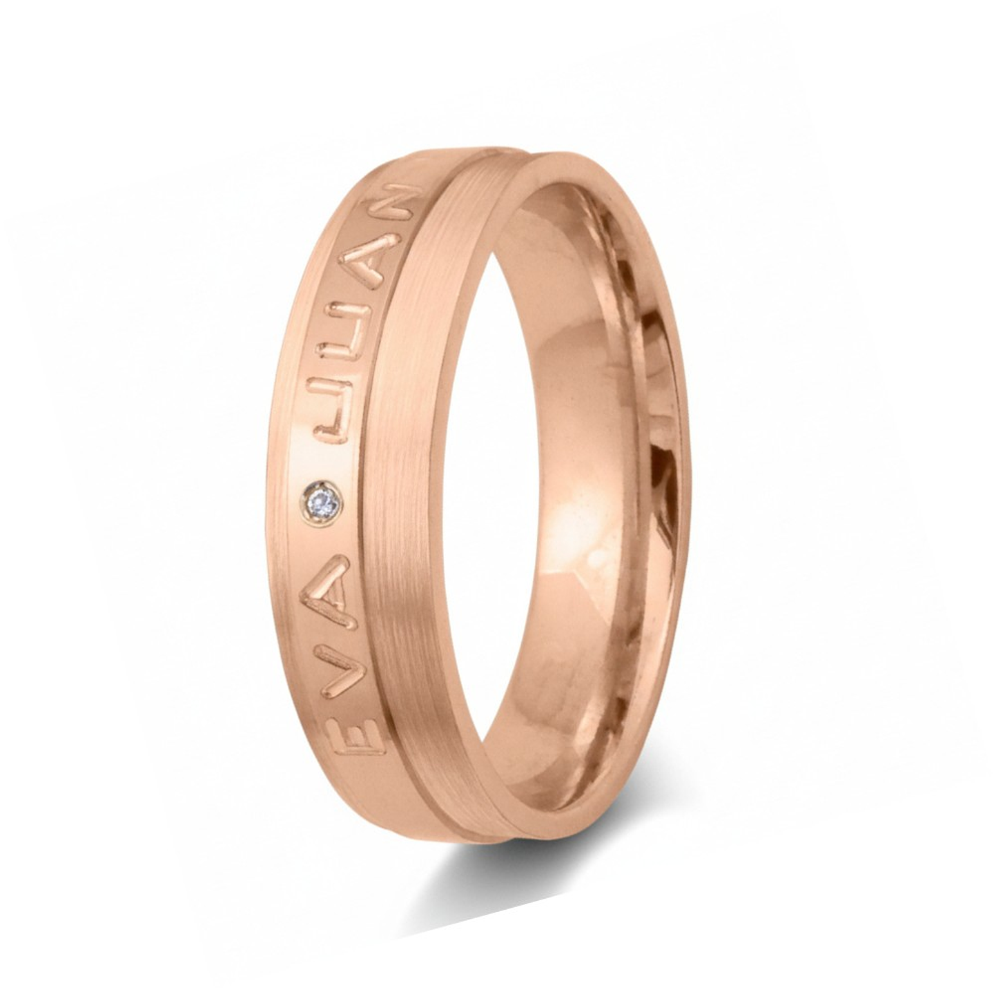 Alianza de oro rosa 18k con nombres 12