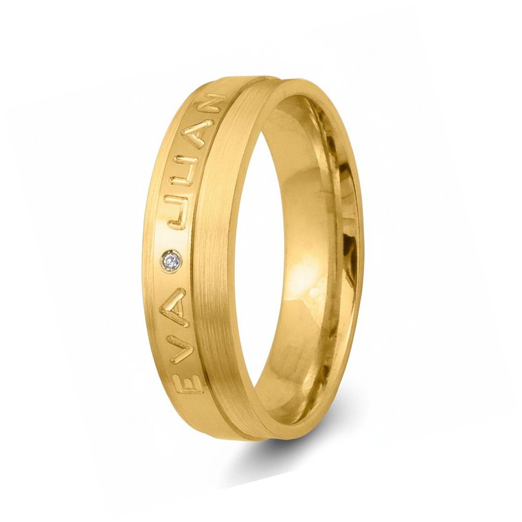 Alianza de oro rosa 18k con nombres 6