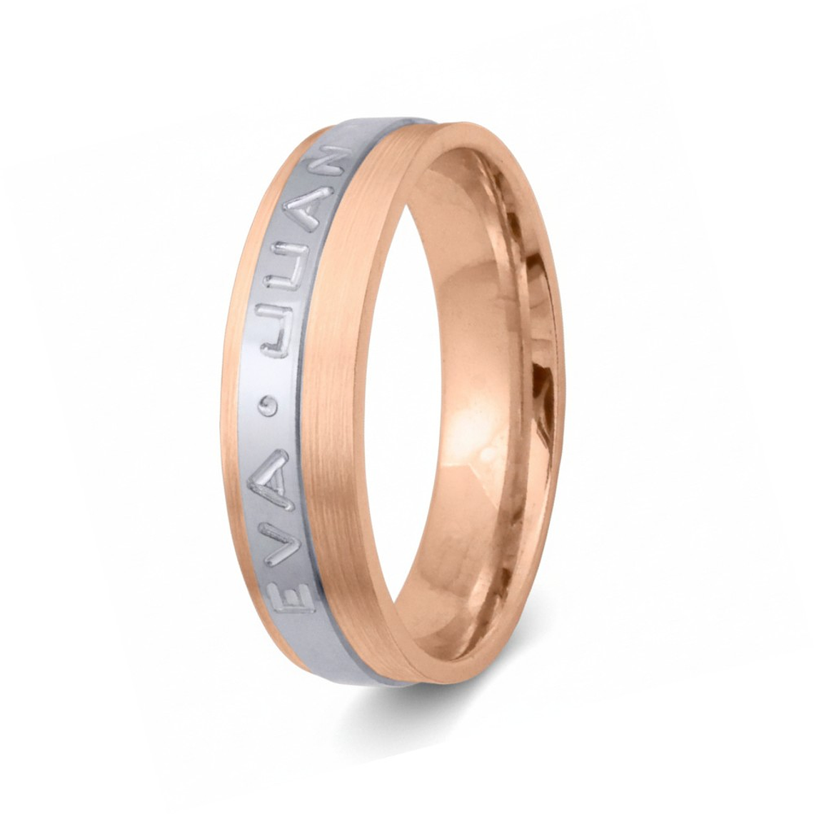 Alianza de oro rosa 18k con nombres 7