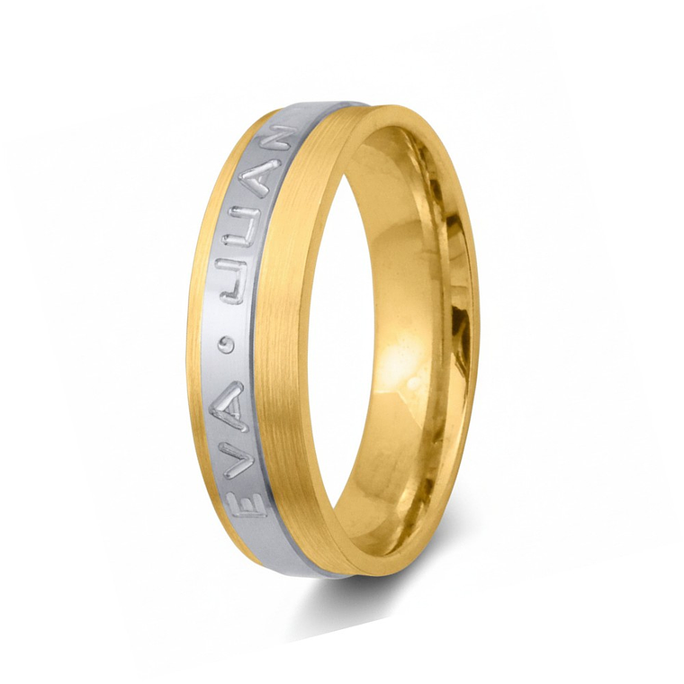 Alianza de oro rosa 18k con nombres 9