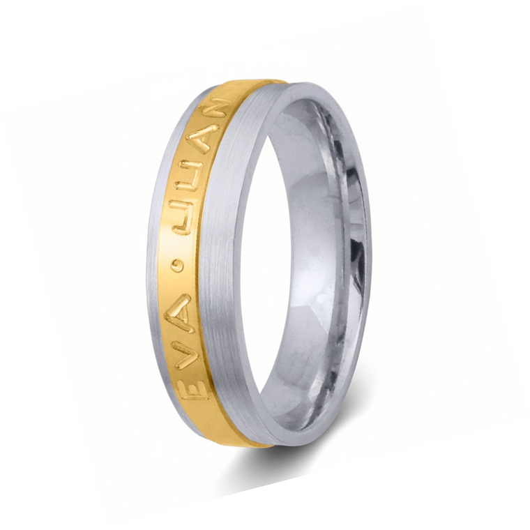 Alianza de oro rosa 18k con nombres 10