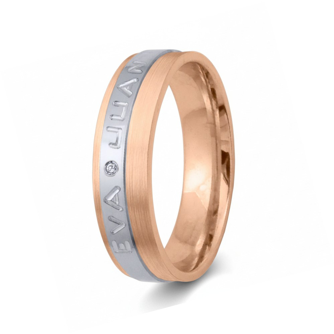 Alianza de oro rosa 18k con nombres 11