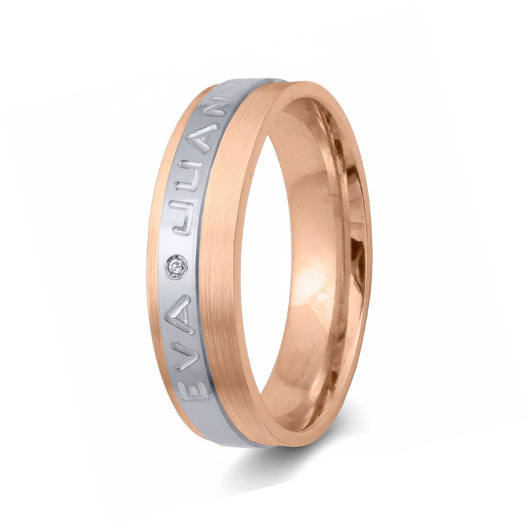 Alianza de oro rosa 18k con nombres 11