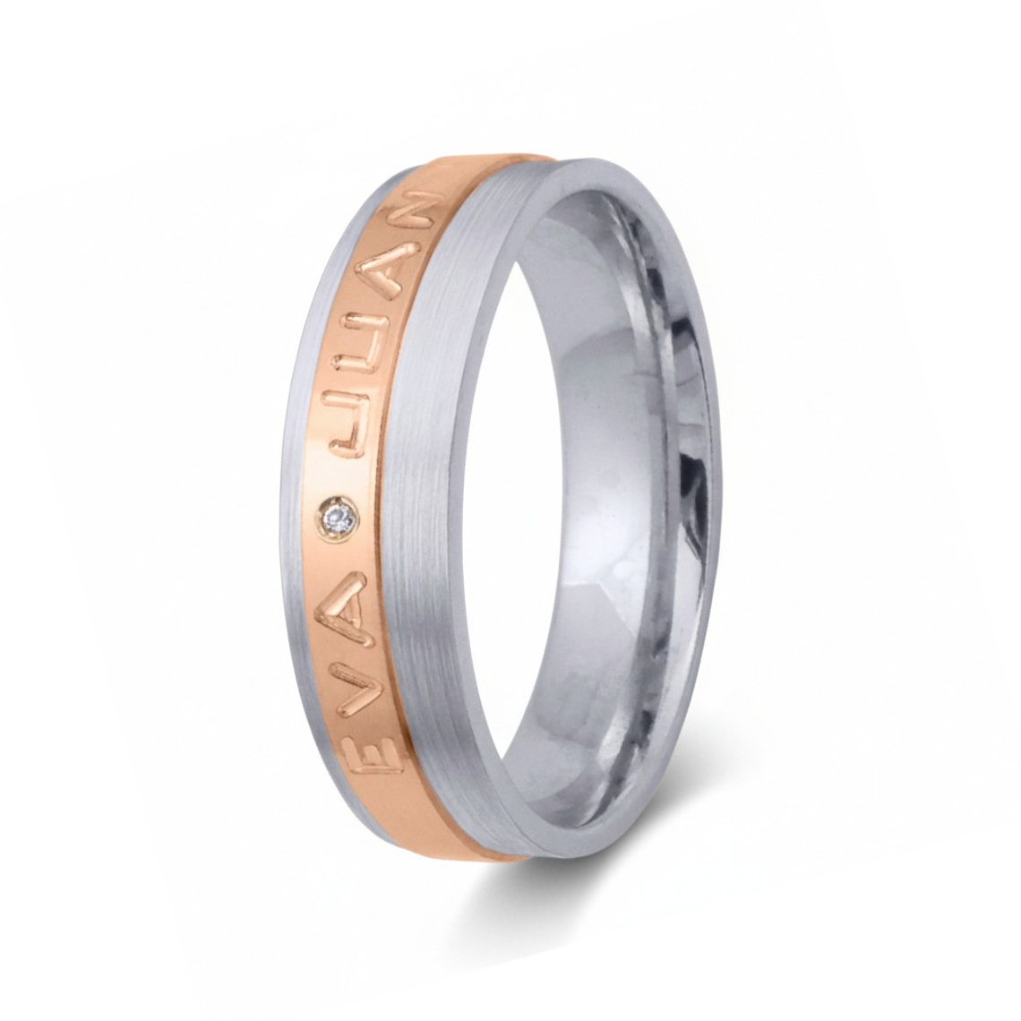 Alianza de oro rosa 18k con nombres 12