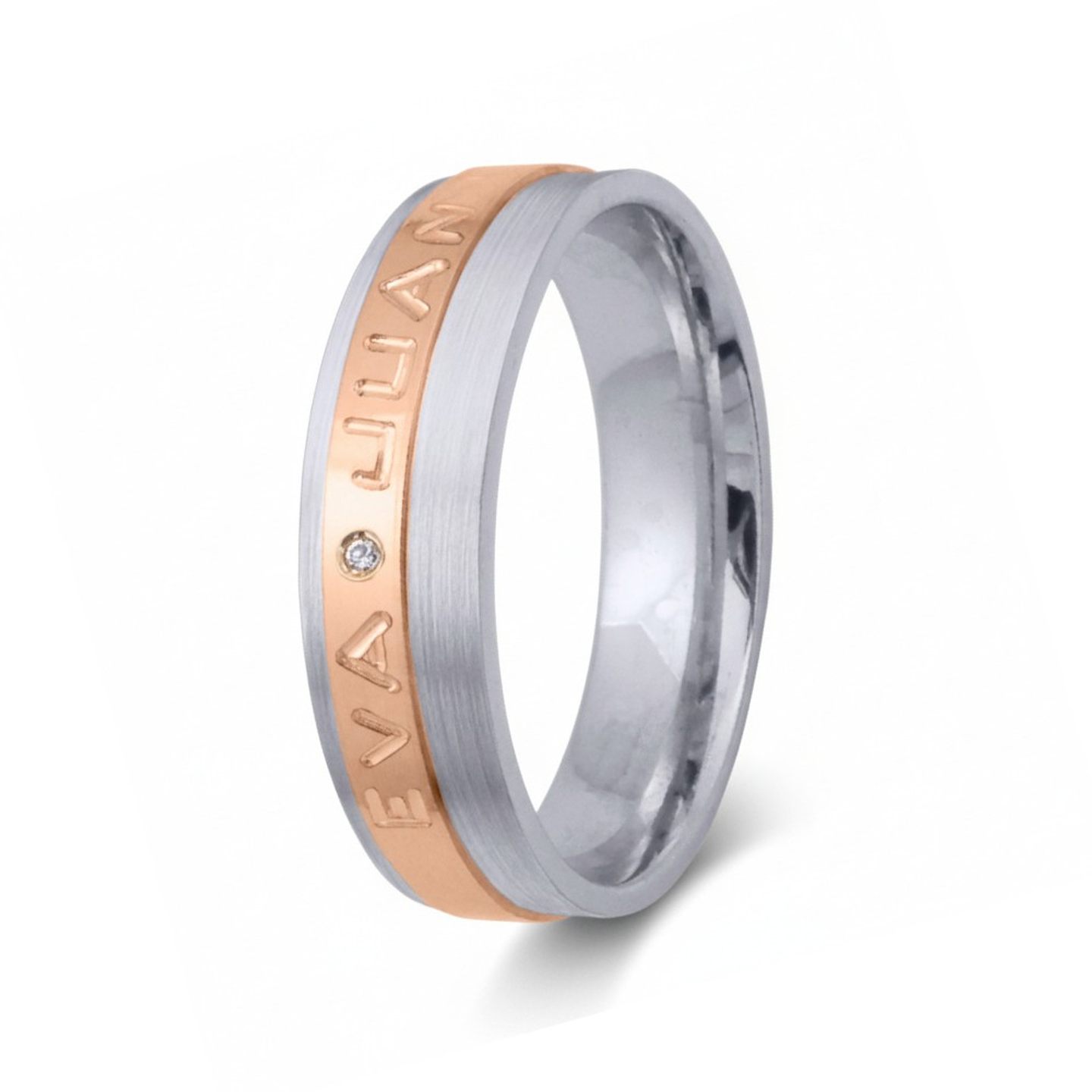 Alianza de oro rosa 18k con nombres 20