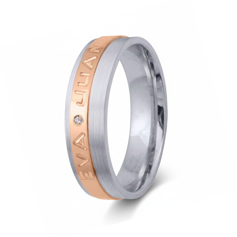 Alianza de oro rosa 18k con nombres 12