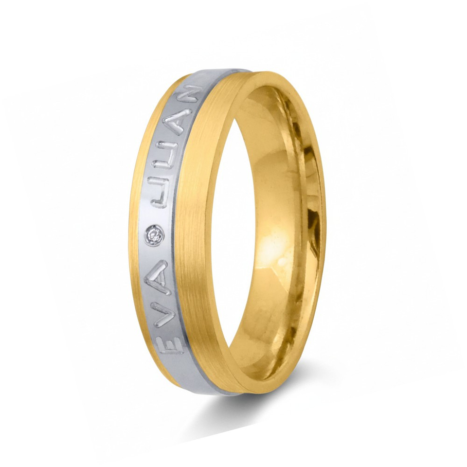 Alianza de oro rosa 18k con nombres 21