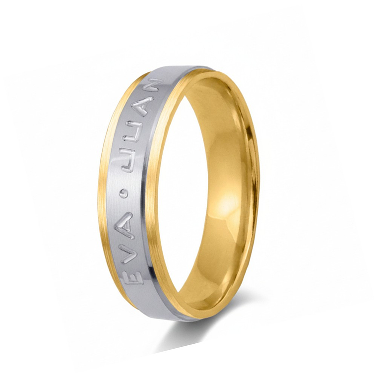 Alianza de oro bicolor con nombres  3
