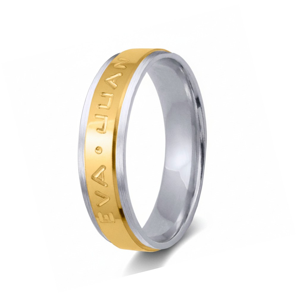 Alianza de oro bicolor con nombres  10