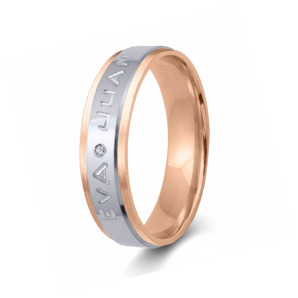 Alianza de oro bicolor con nombres  13