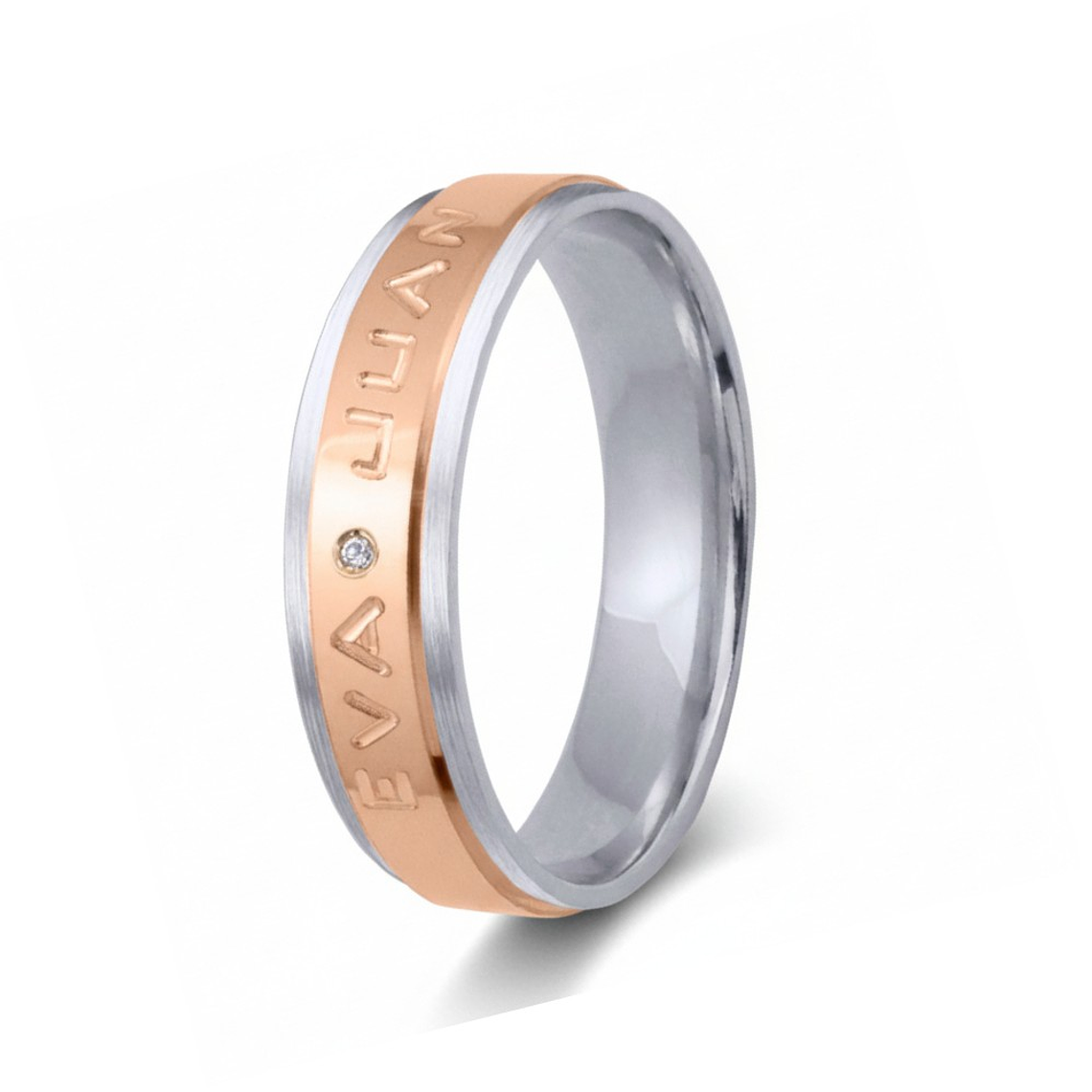 Alianza de oro bicolor con nombres  6