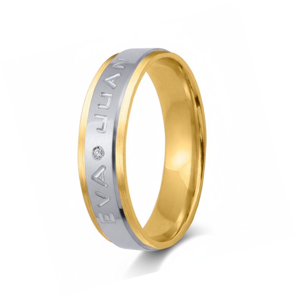 Alianza de oro bicolor con nombres  7