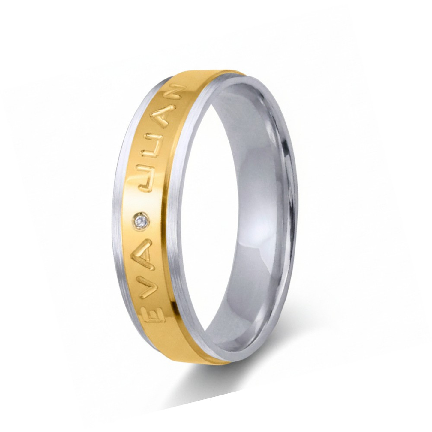 Alianza de oro bicolor con nombres  22