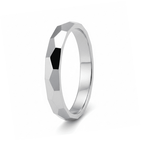 Alianza oro blanco 18k tallada