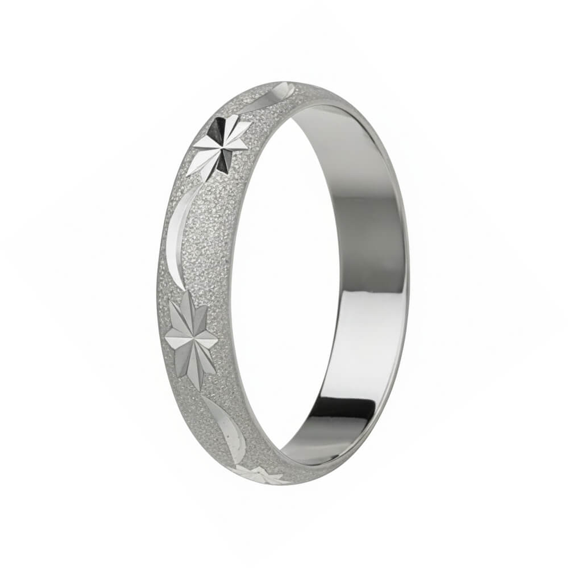 Alianza de plata con tallado de estrella 1