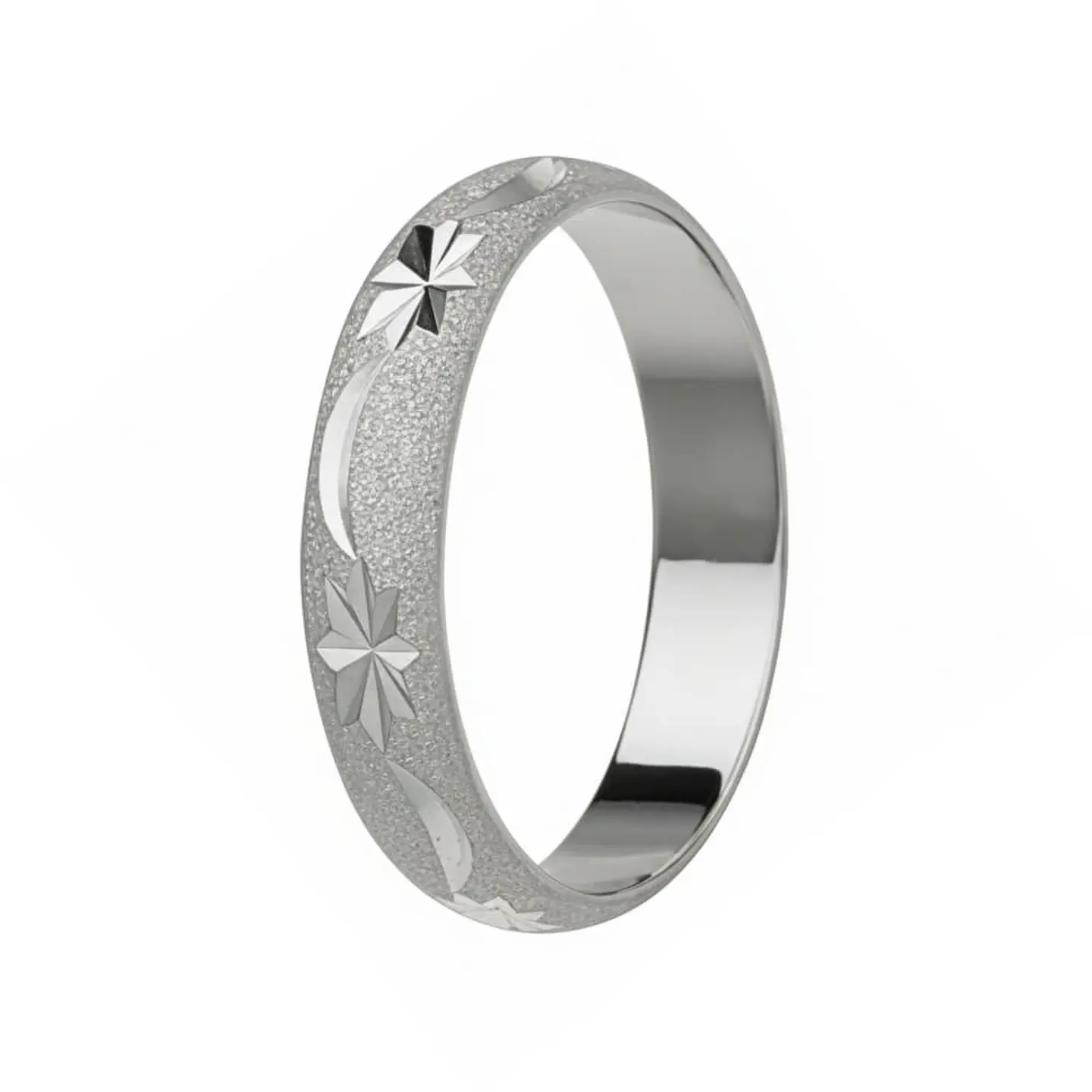 Alianza de plata con tallado de estrella 1