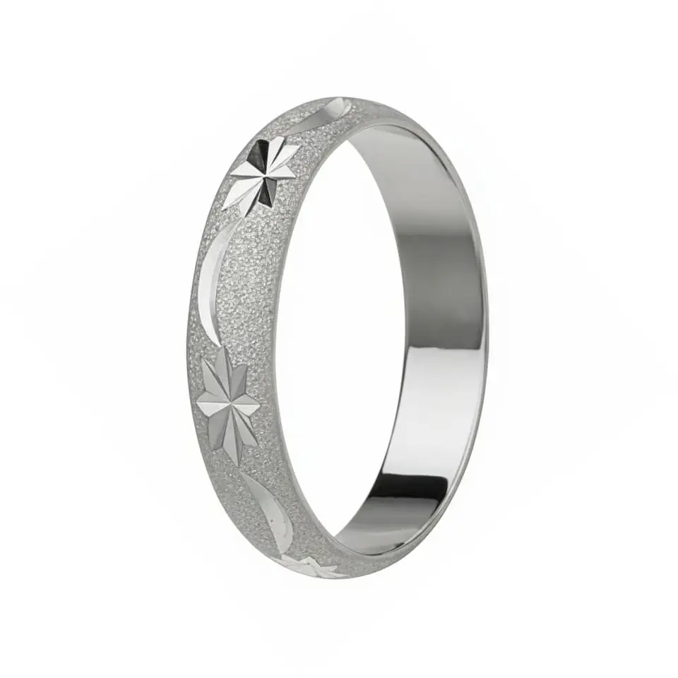 Alianza de plata con tallado de estrella 1