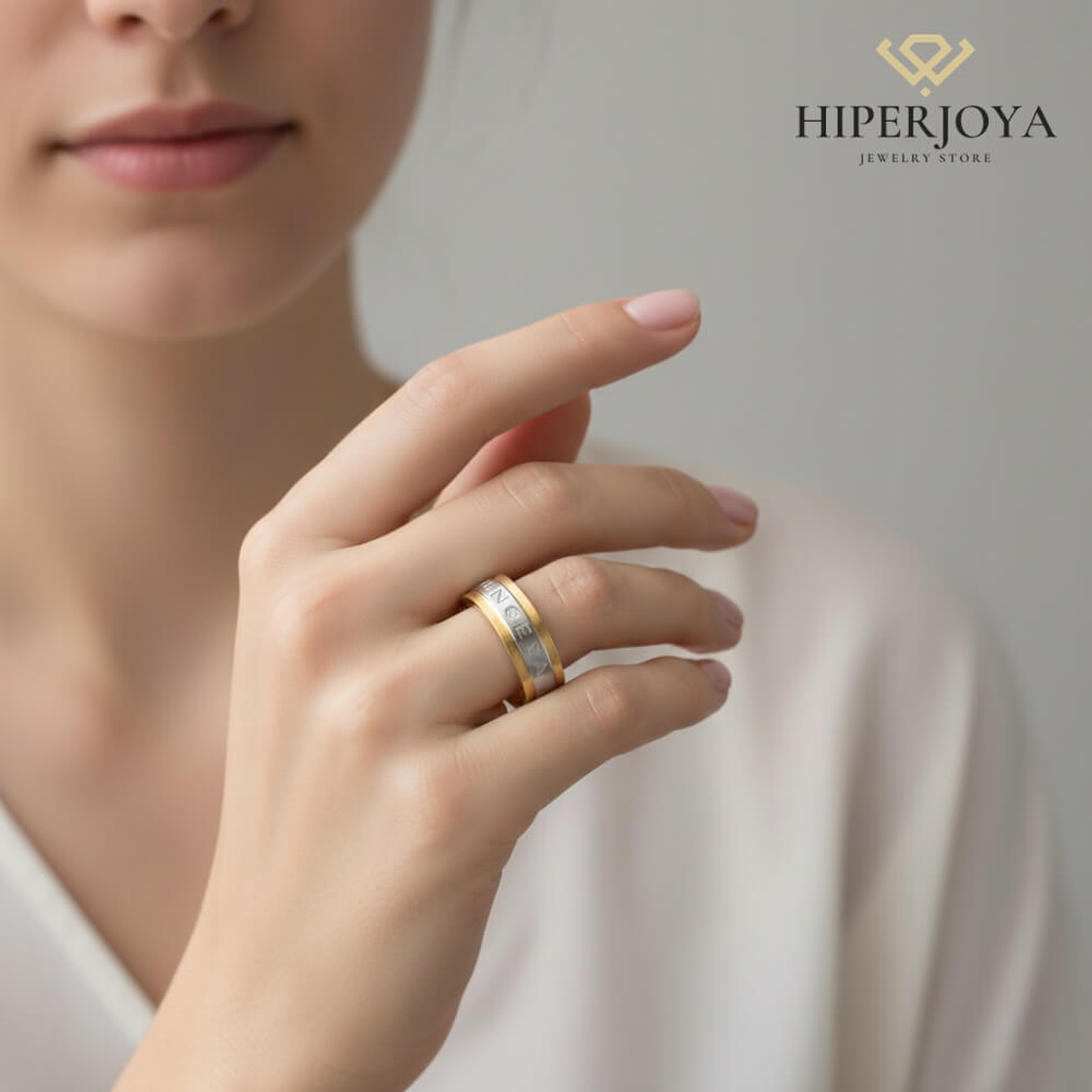 Alianza de oro 18k bicolor con nombre 4