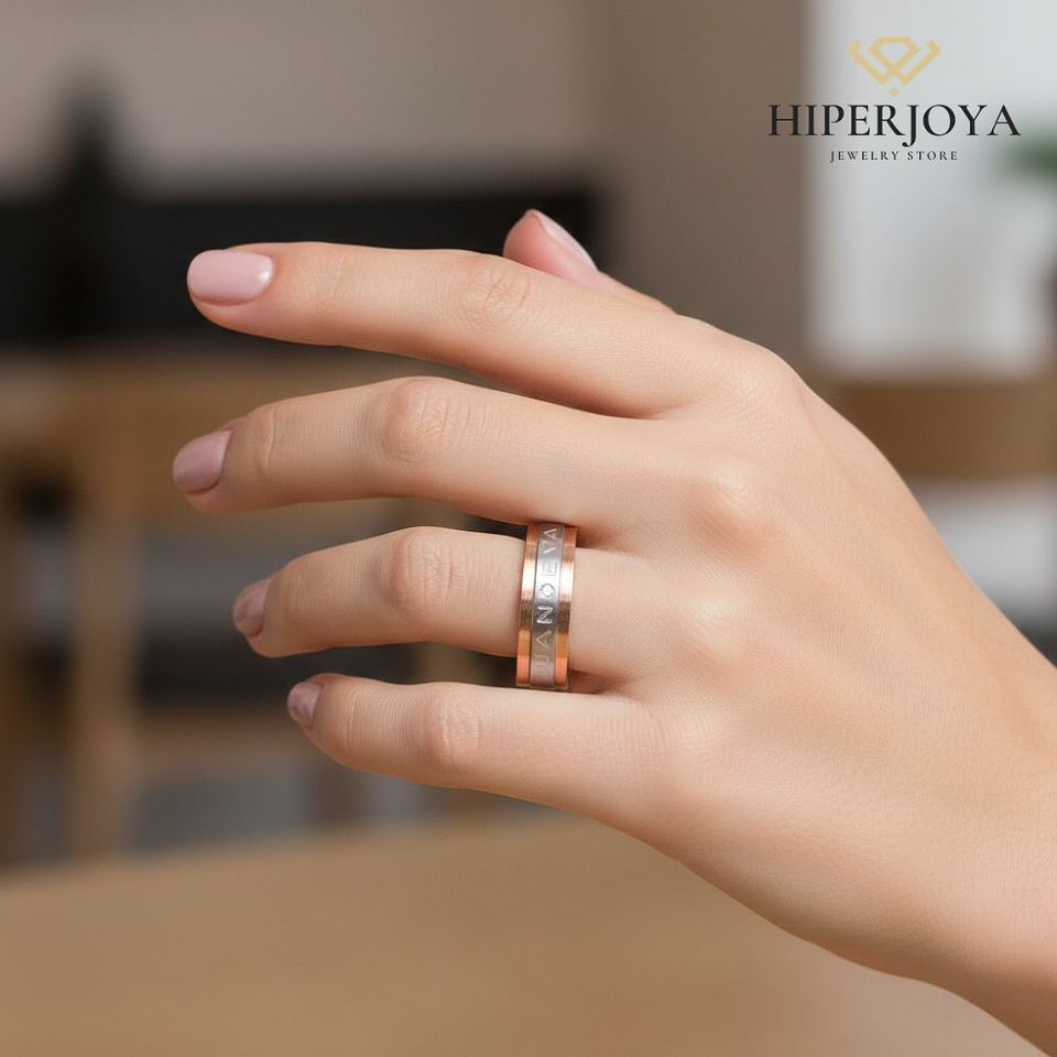 Alianza de oro 18k bicolor con nombre 12