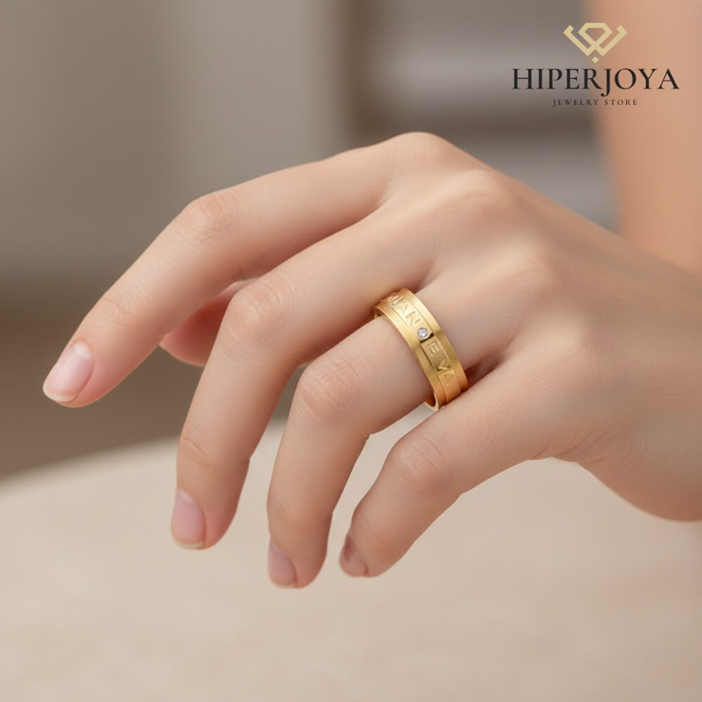 Alianza de oro 18k bicolor con nombre 24