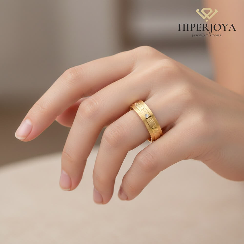 Alianza de oro 18k bicolor con nombre 24