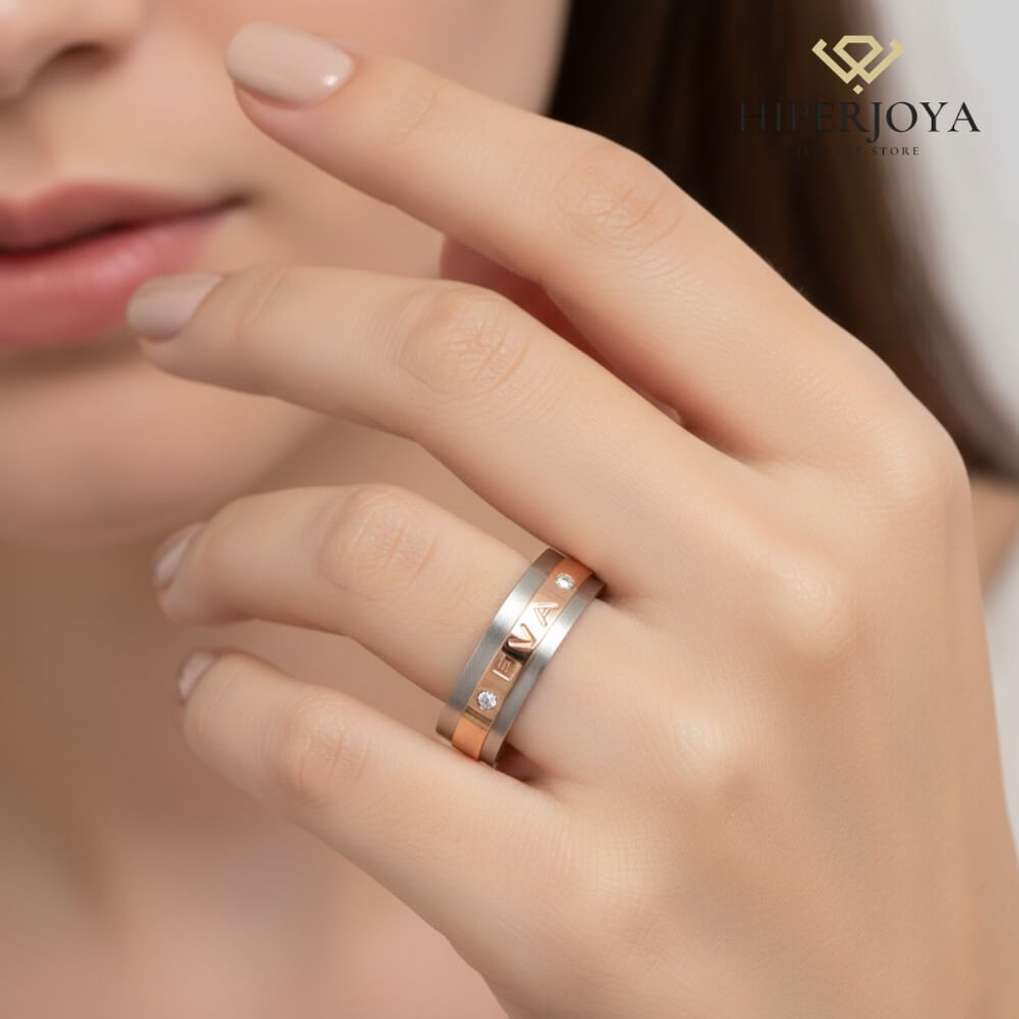 Alianza oro bicolor 18k nombre 8