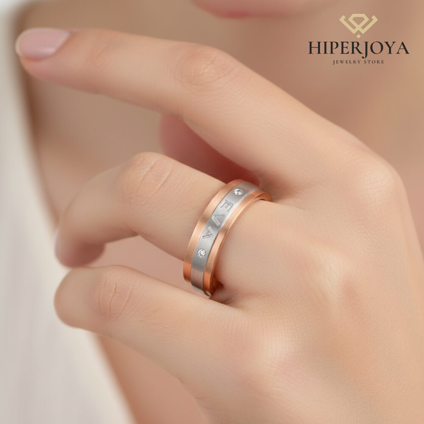 Alianza oro bicolor 18k nombre 12