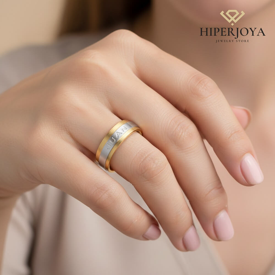 Alianza oro bicolor 18k nombre 15