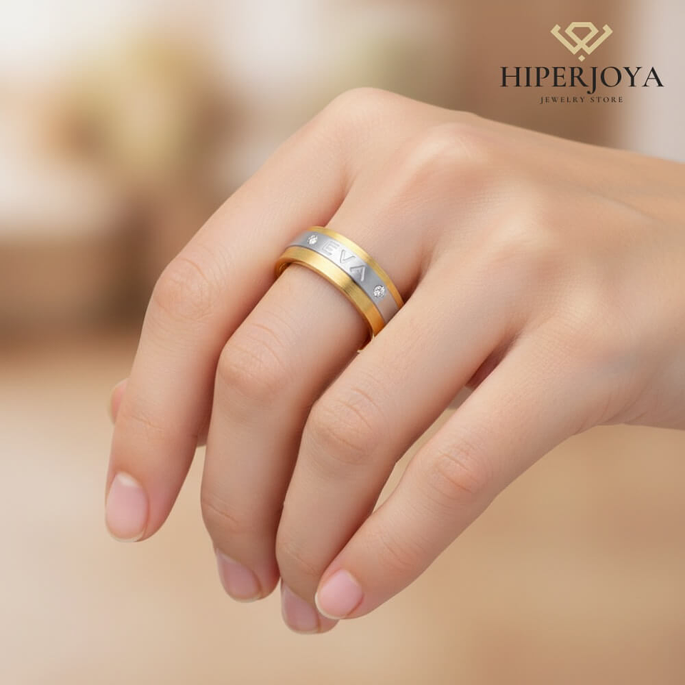 Alianza oro bicolor 18k nombre 17