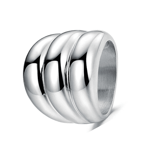 Anillo de acero triple bombé 