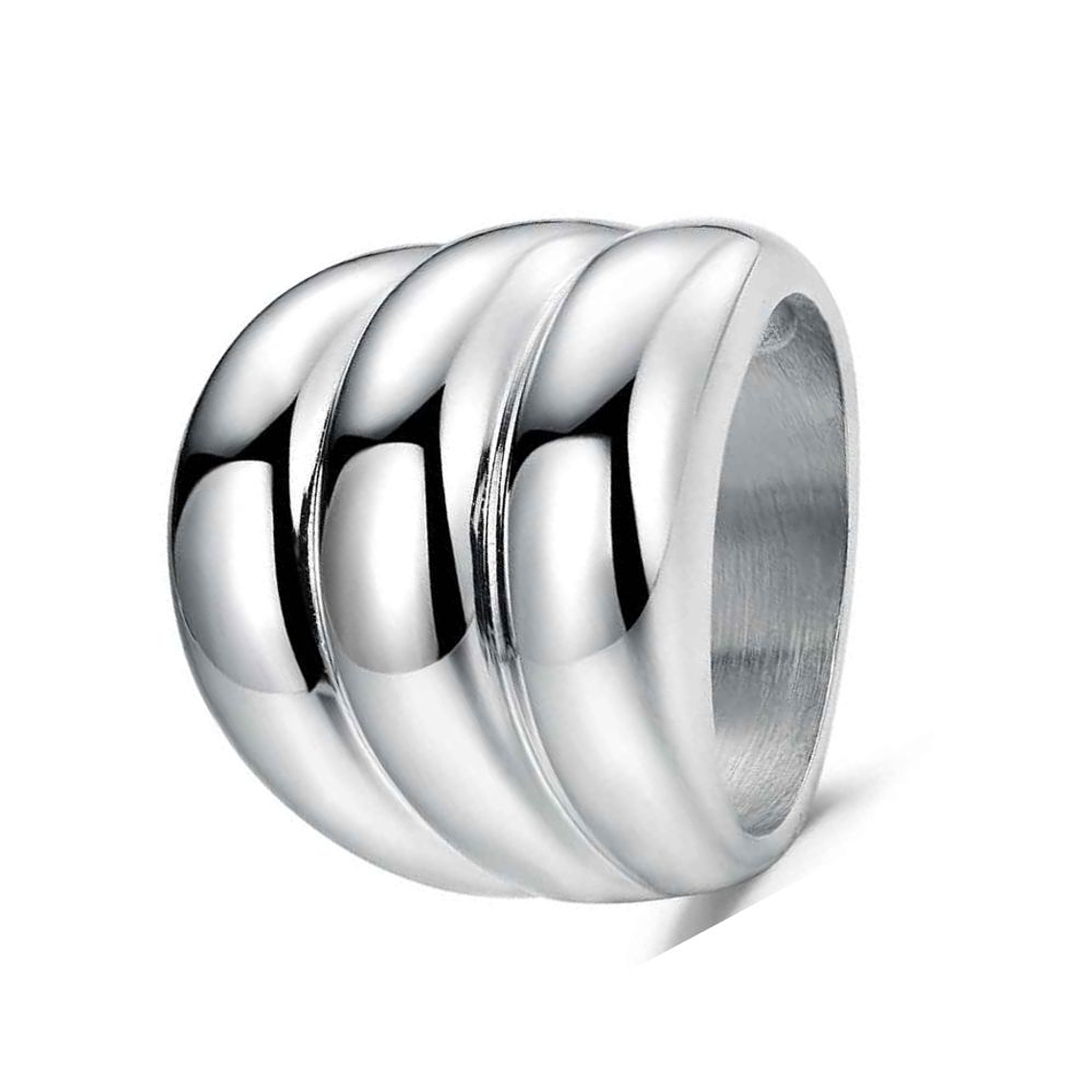 Anillo de acero triple bombé  2