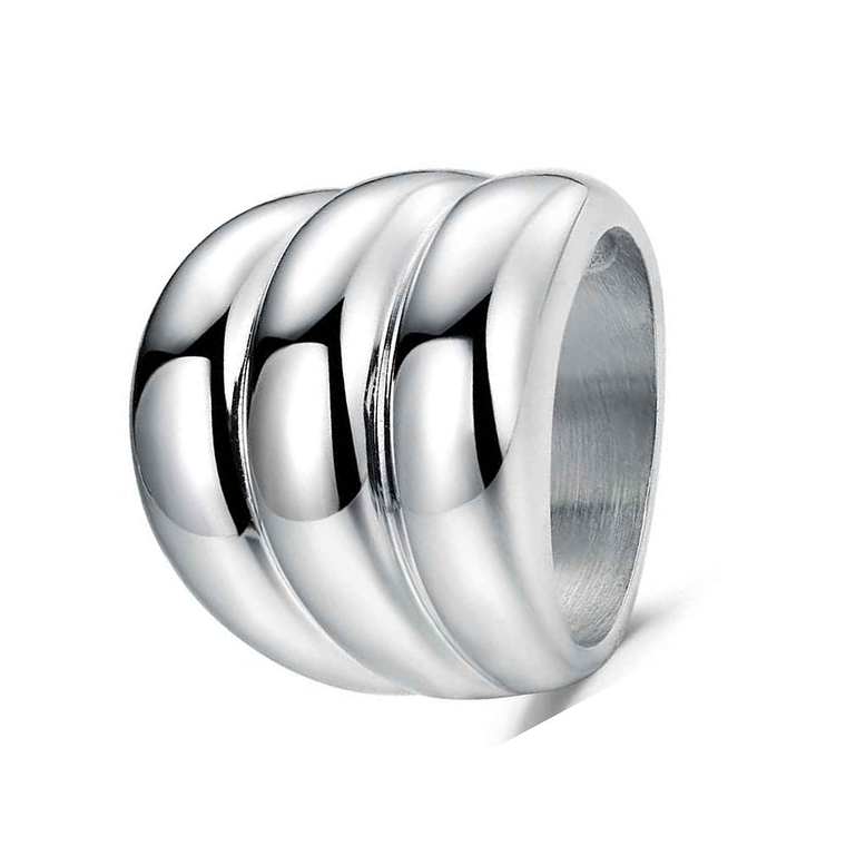 Anillo de acero triple bombé  2