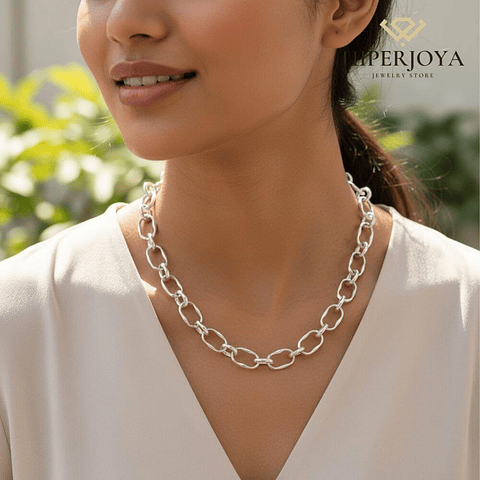 Collar de acero eslabones combinados