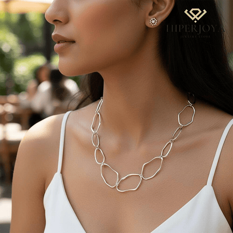 Collar de acero eslabones irregulares