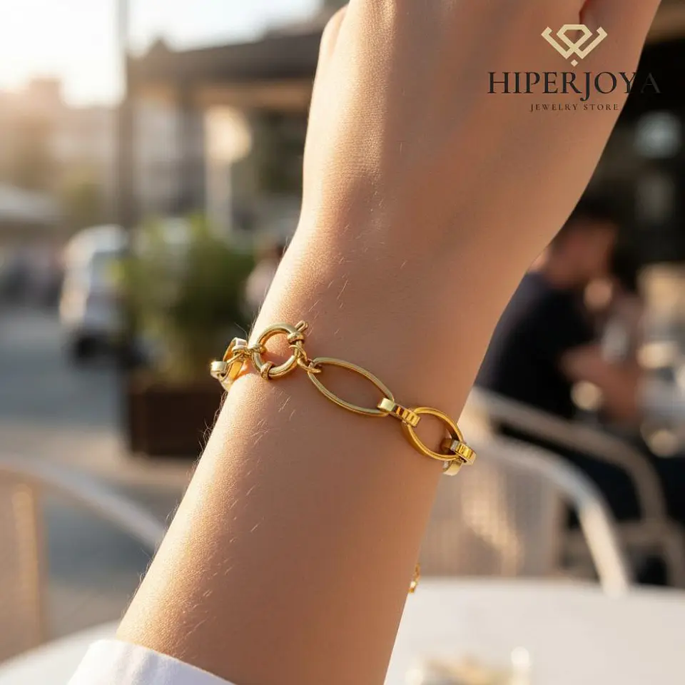 Pulsera de acero eslabones óvalos  2