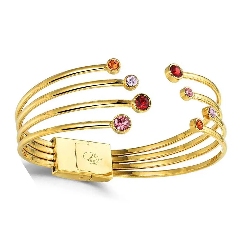 Brazalete de acero y cristales de color 2