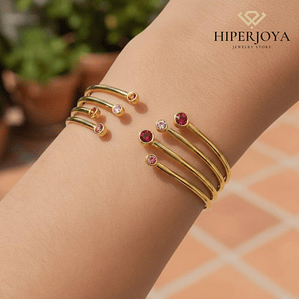 Brazalete de acero y cristales de color