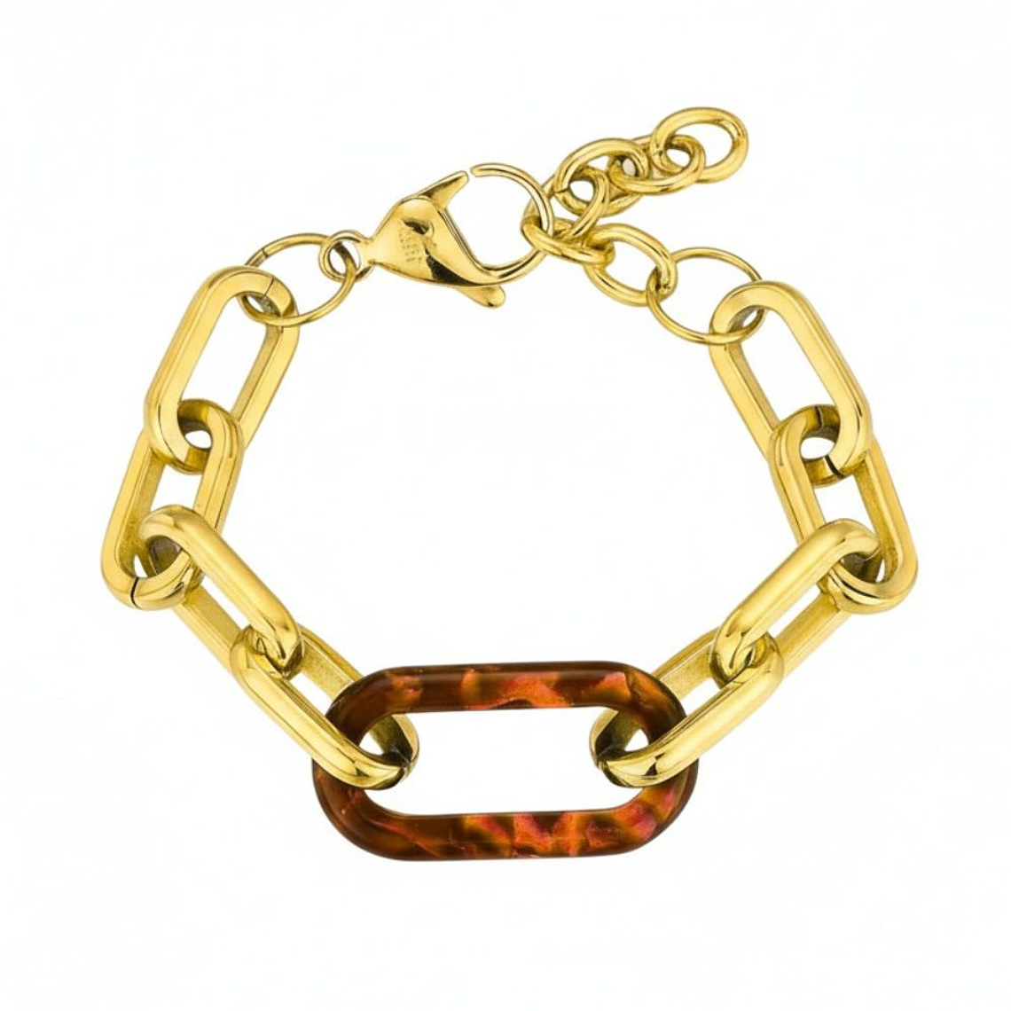 Pulsera de acero y resina ámbar  1