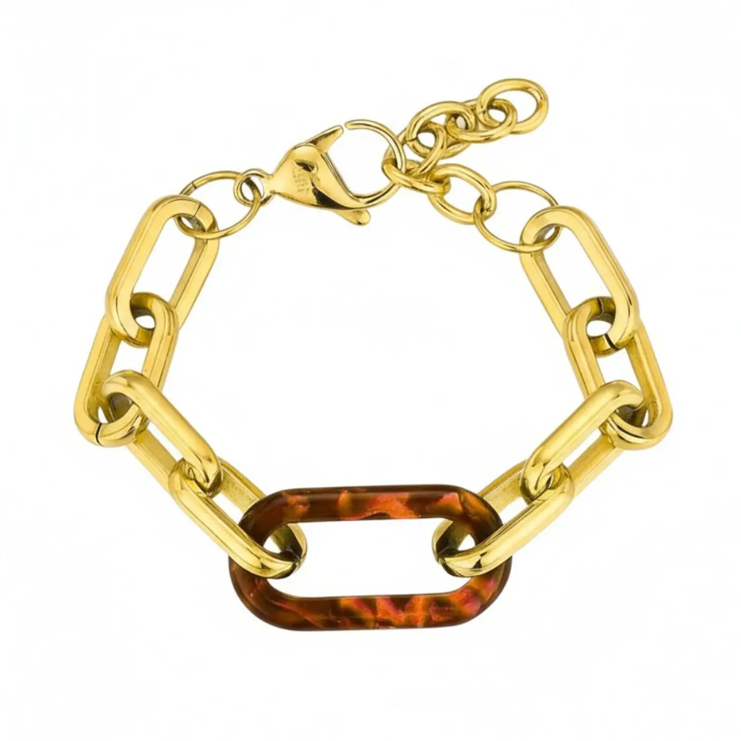 Pulsera de acero y resina ámbar  1