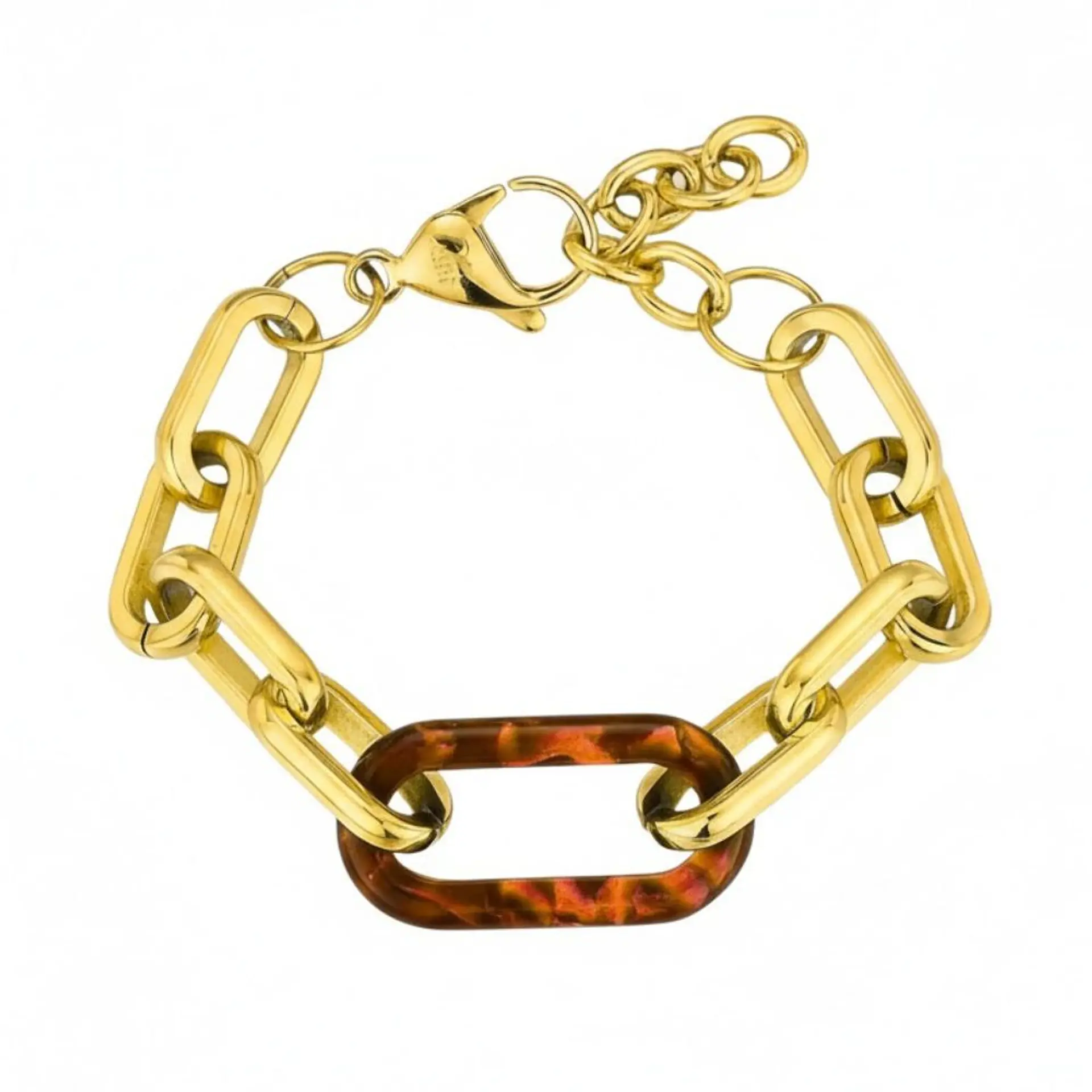Pulsera de acero y resina ámbar  1