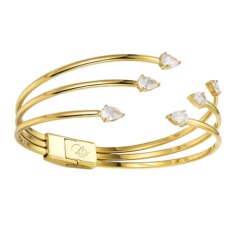 Brazalete de acero tres hilos con circonita