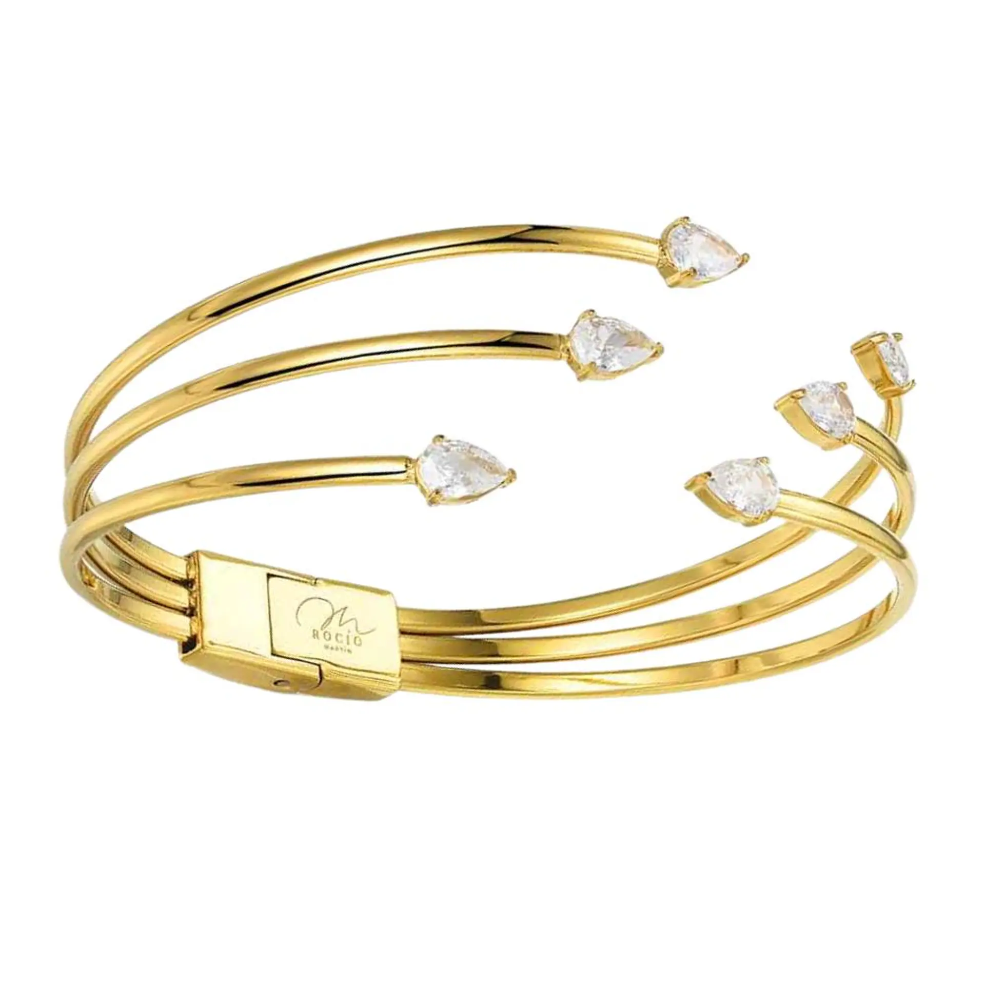 Brazalete de acero tres hilos con circonita 1