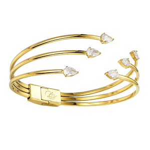 Brazalete de acero tres hilos con circonita